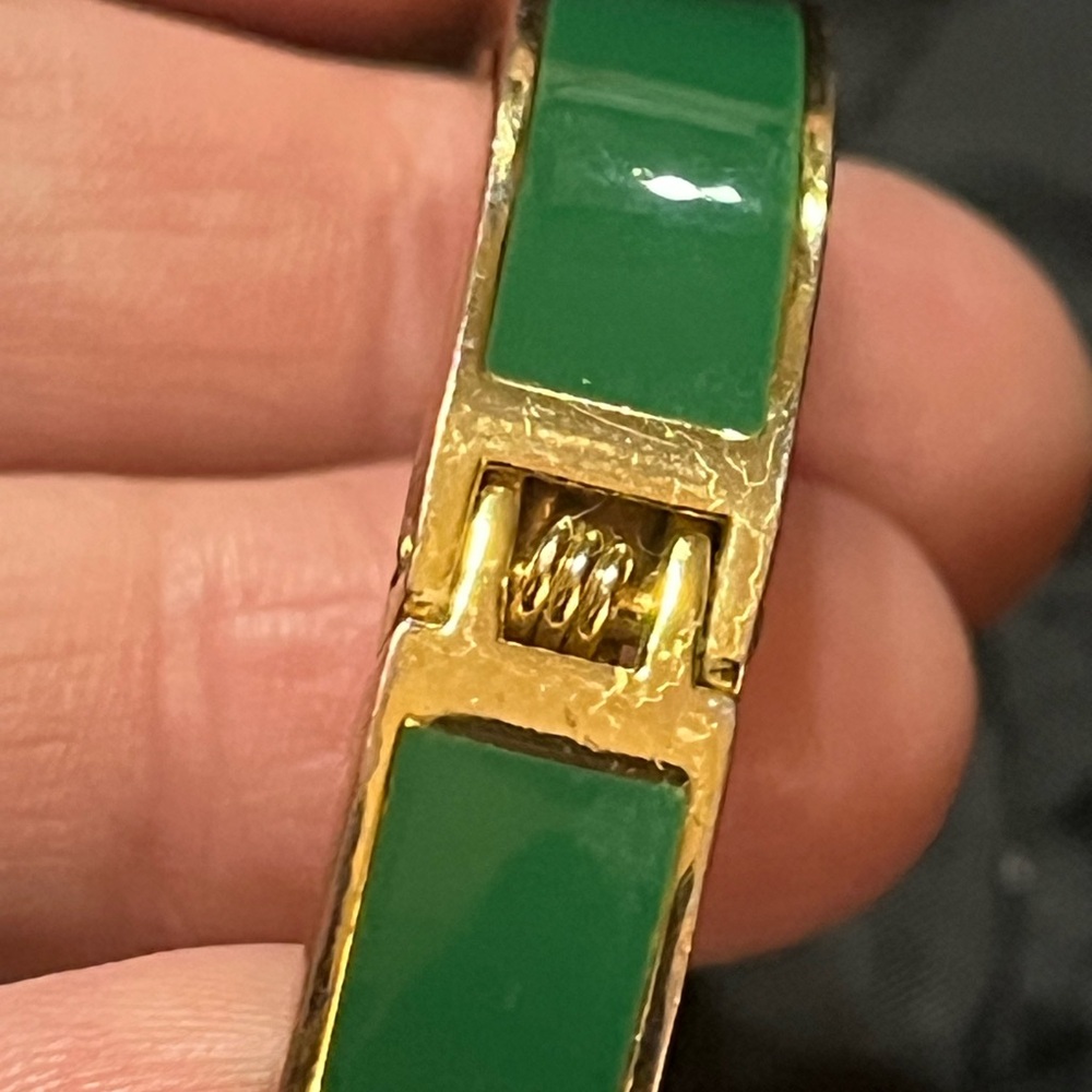Talbots Signed Green Enamel Hinged Bangle Bracele… - image 4